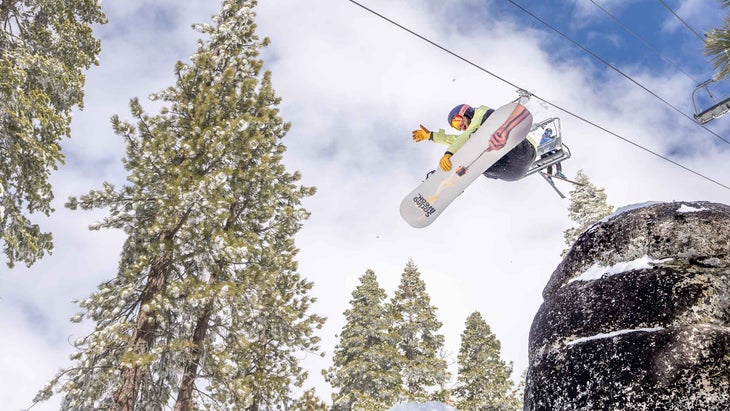 A man snowboarding