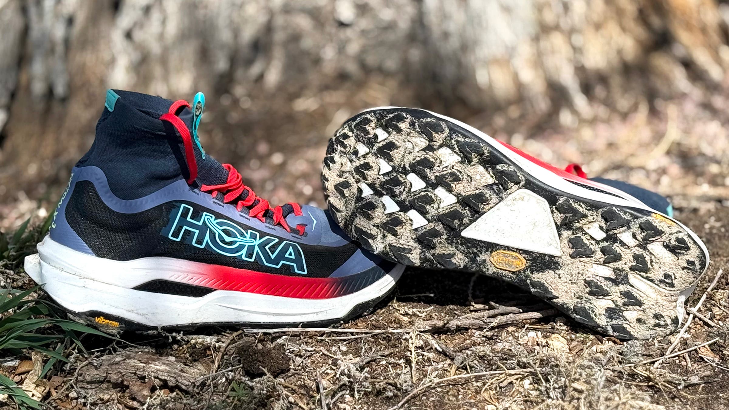 Hoka Tecton X 3 trail running shoe after testing on a local trail by Outside editors