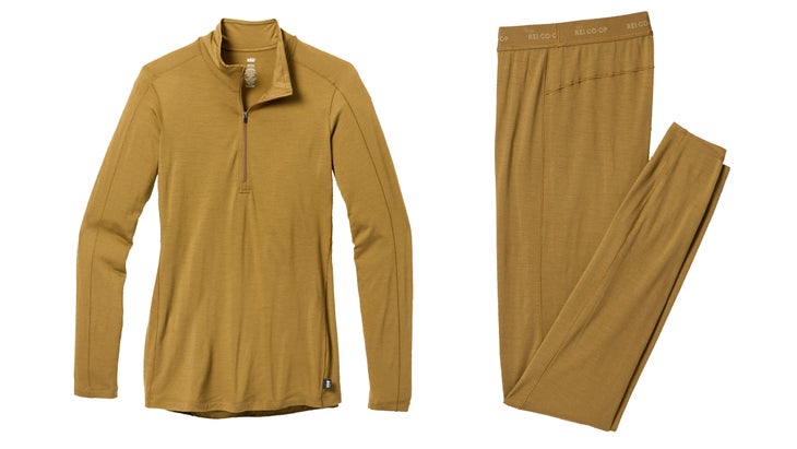 REI Co-op Merino 185 Long-Sleeve Half-Zip Base Layer Top and Bottom