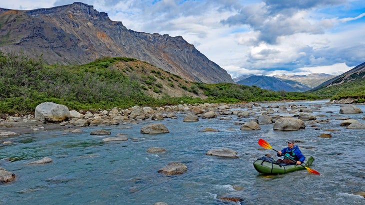 Chris Korbulic paddling on Noatak River