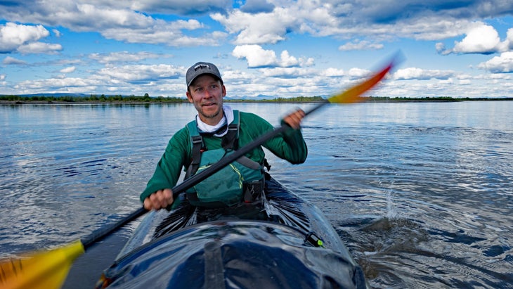 Chris Korbulic kayaking in Arctic North