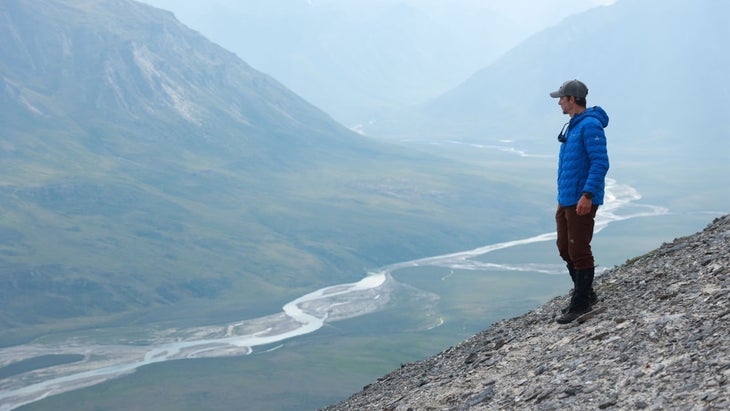 Chris Korbulic surveys the Noatak headwaters valley in smoke and haze