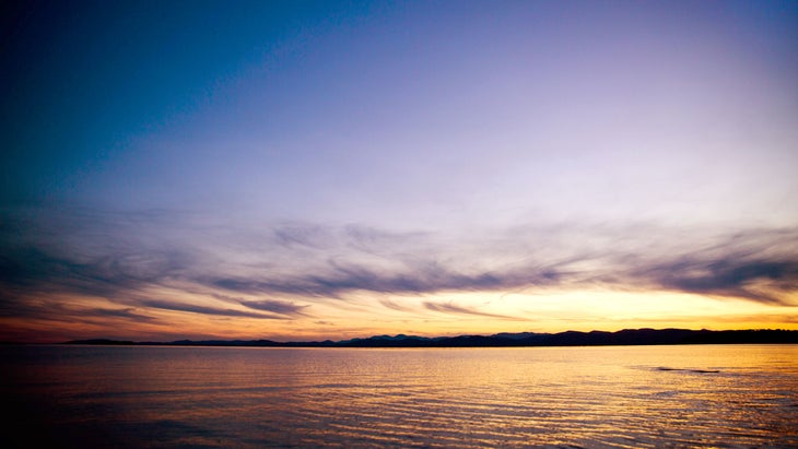 The waterfront at dawn near Burlington, VT