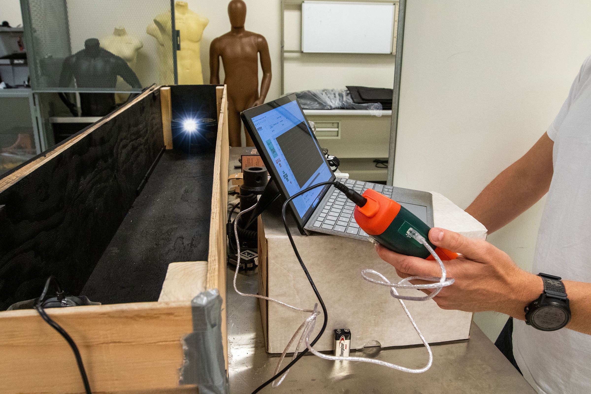 Headlamp testing is one of the lab’s current ongoing experiments