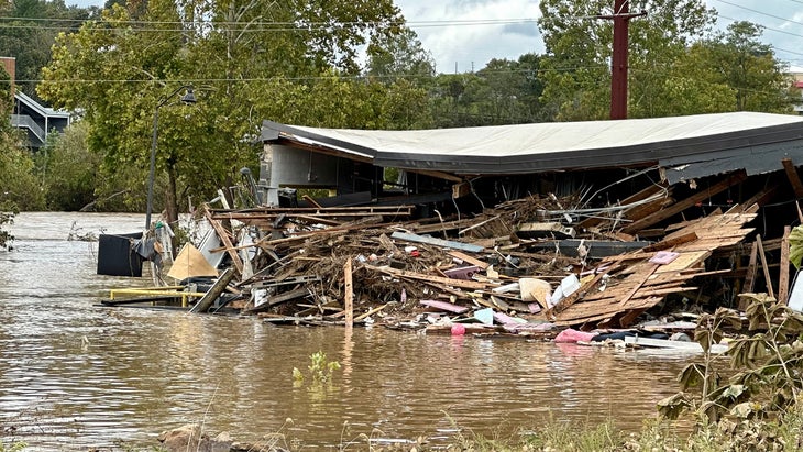 sports store flooded in hurricane