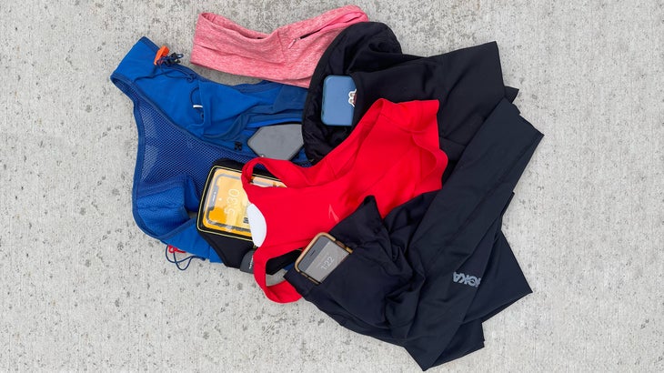 multiple accessories for carrying a phone on a run