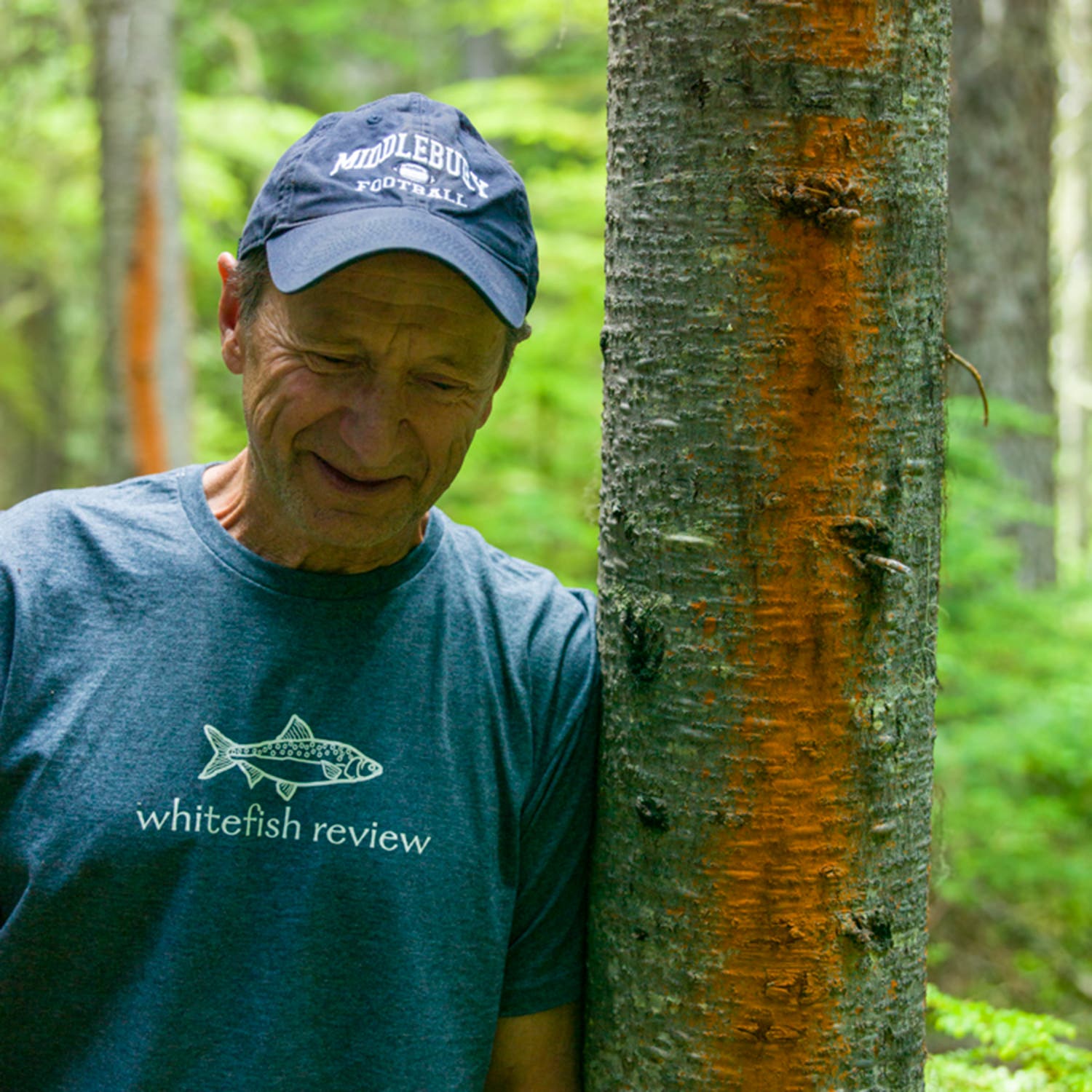 Rick Bass on a forest walk in the Yaak