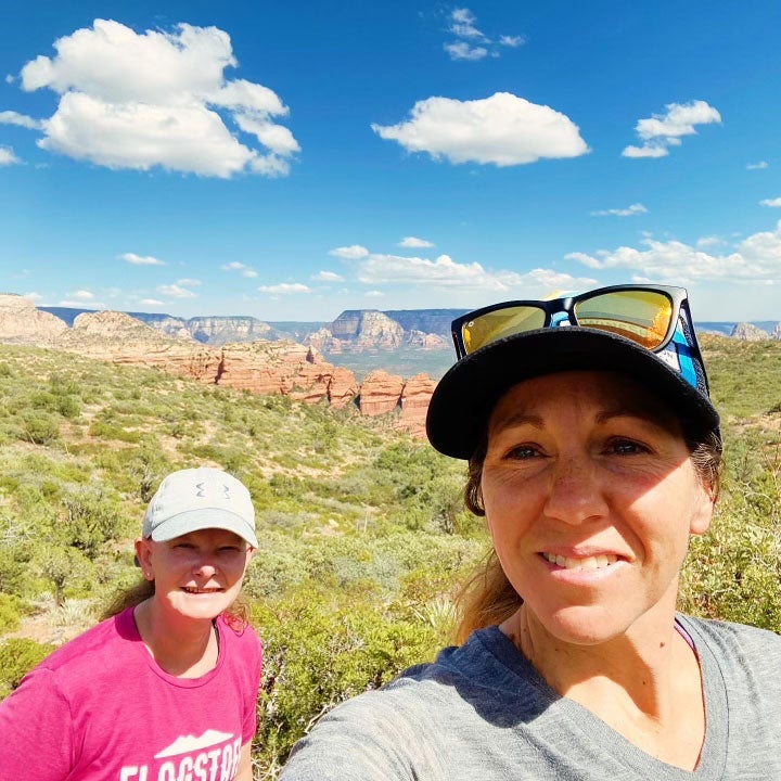 sedona arizona and two women hiking the area nearby