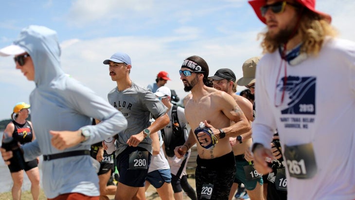 Runners take off on a 4.16 mile loop around Back Cove during the Last Man Standing, Back Cove Backyard Ultra.