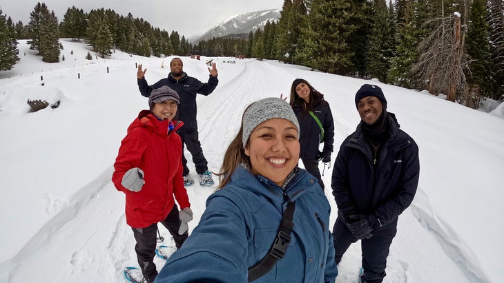 GoPro workers snowshoeing 50 Best Places to Work 