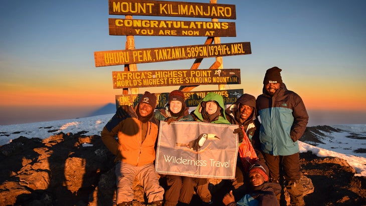 Wilderness Travel group on the summit of Kilimanjaro