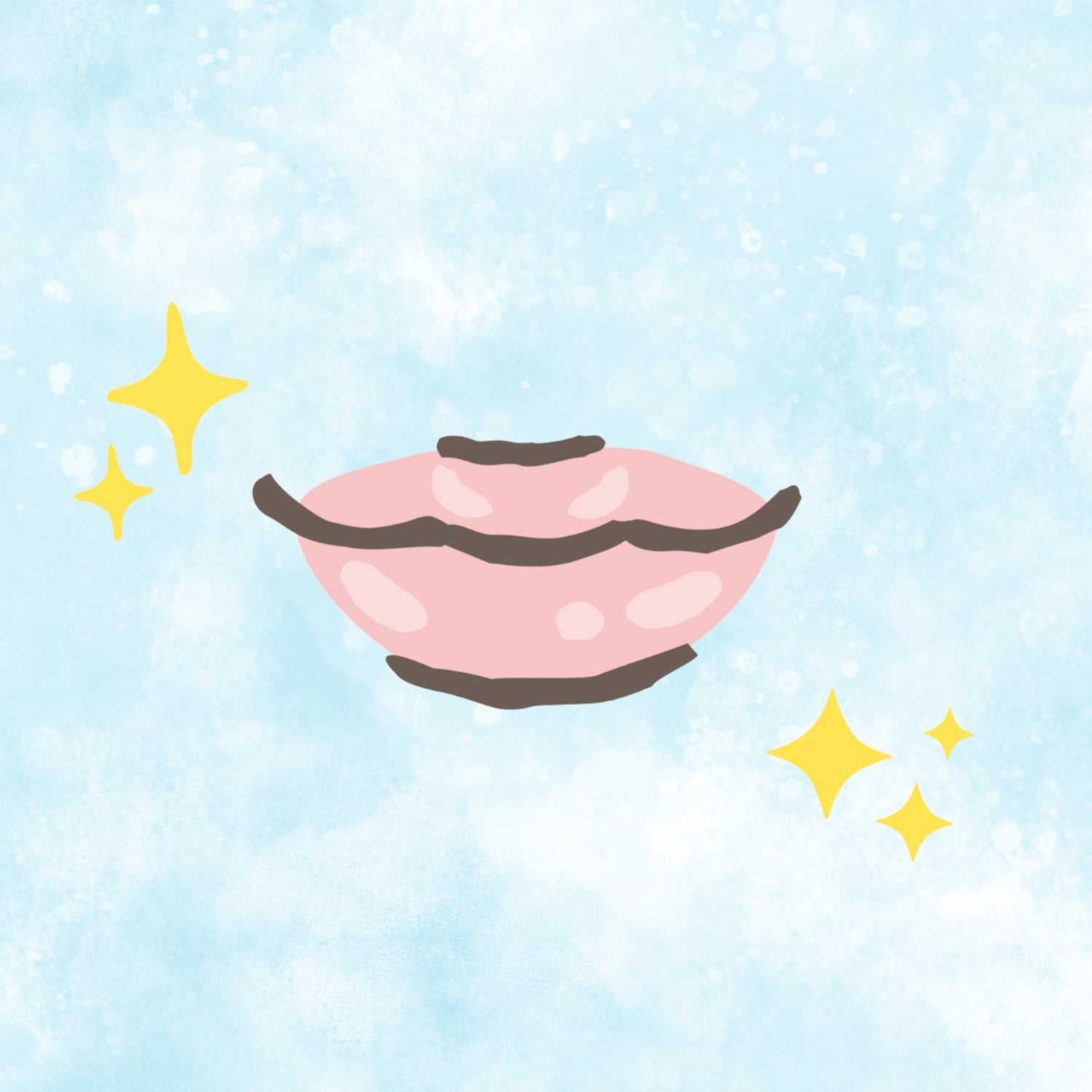 Pink lips on a blue background and yellow stars.