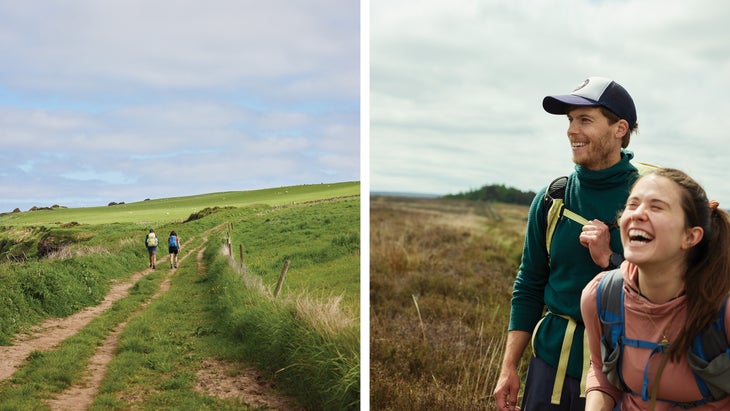 Hills, dales, trails: the author and his wife enjoying pastoral scenery that hasn’t changed much in millennia