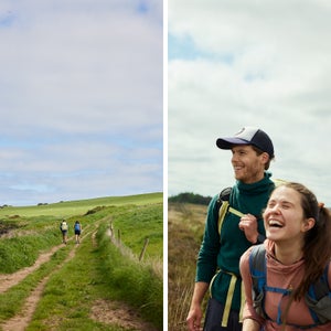 Hills, dales, trails: the author and his wife enjoying pastoral scenery that hasn’t changed much in millennia