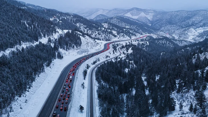 I-70 traffic birds eye view