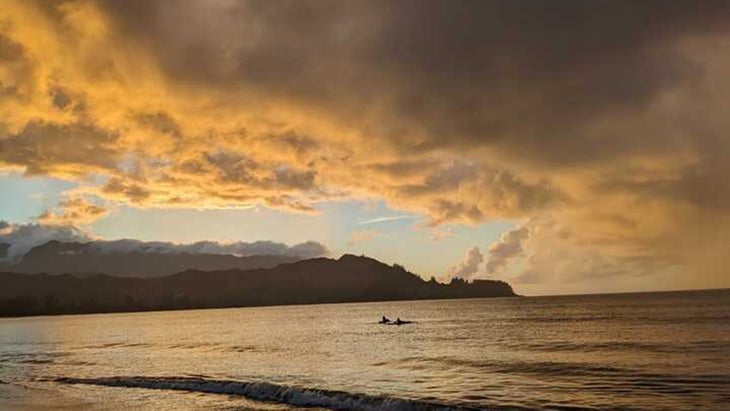 surfers sunset Kaua'i