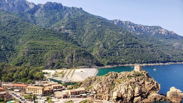 coastal town of Plage de Porto - Porto, Corsica