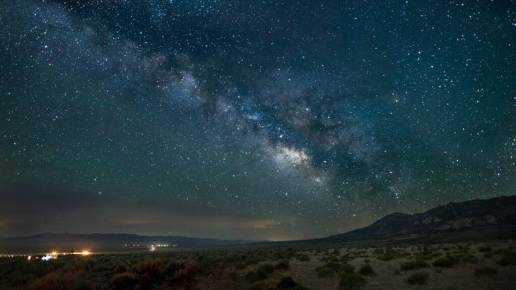 The Milky Way shines bright above the remote Nevada high desert. 