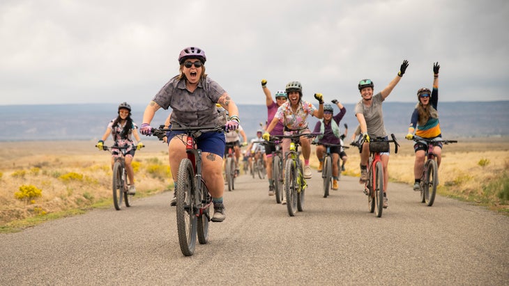 Leading an All Bodies on Bikes ride at Roam Fest