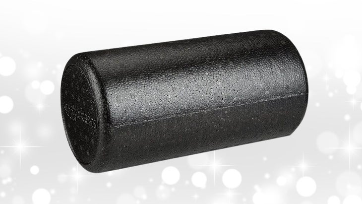 black foam roller on white background