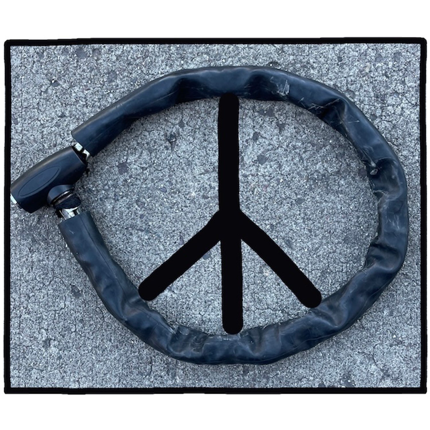 PHOTO OF ROUND BIKE LOCK FORMING PEACE SIGN