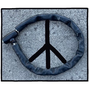 PHOTO OF ROUND BIKE LOCK FORMING PEACE SIGN