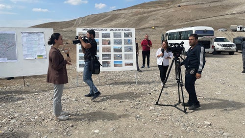 Azerbaijani TV crews film segments following the MTPers around the region.