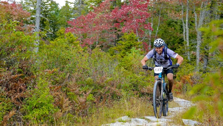 mountain biker in race in Davis, WV