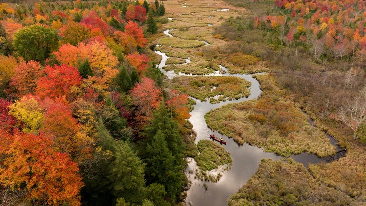 Canoeing in the fall in Canaan Valley Resort State Park, Tucker County