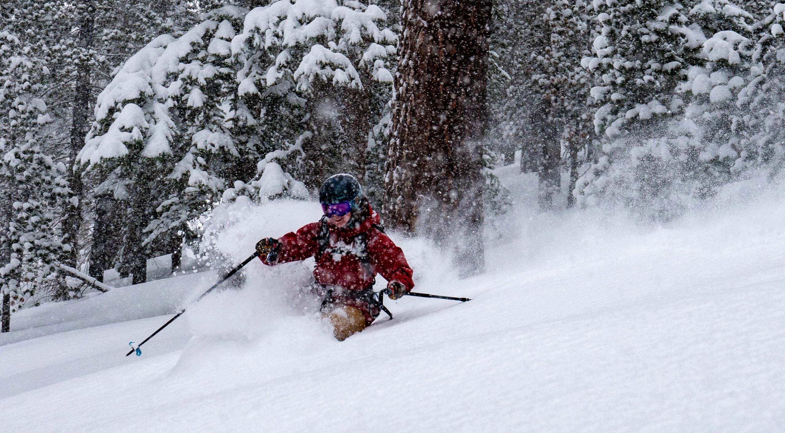 Rita Keil finding deep snow at 4 P.M. on a powder day