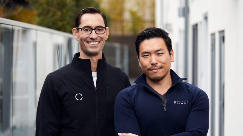 Fount founder Andrew Herr, left, and his chief technology officer, Clayton Kim