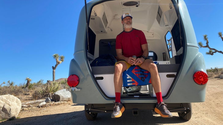 graham averill, chilling on his tailgate after a long hike in joshua tree national park