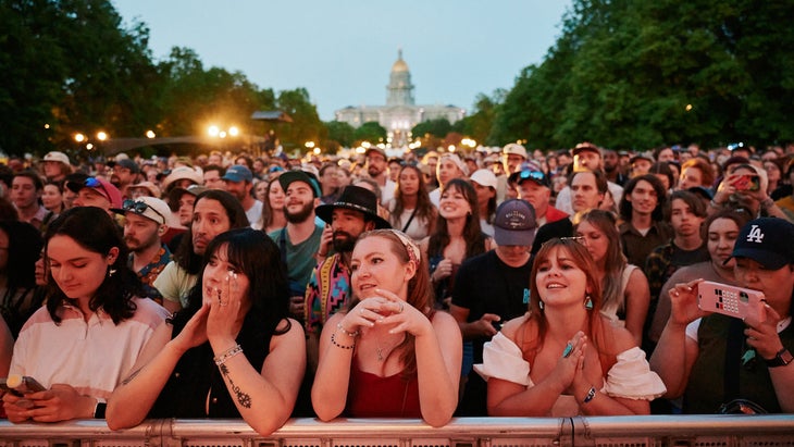 Attendees enjoying a musical set at the at the 2024 Outside Festival