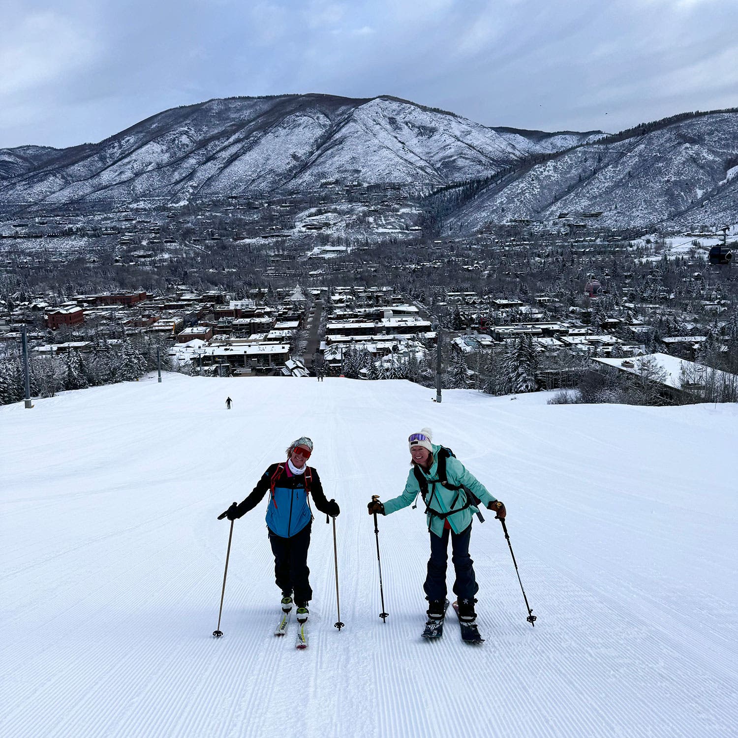 uphill skiing at ajax mountain in aspen, one of the author's favorite mountain towns in colorado