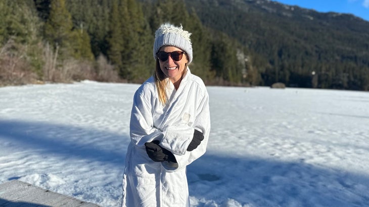 Jen Murphy prepares for a polar plunge in British Columbia