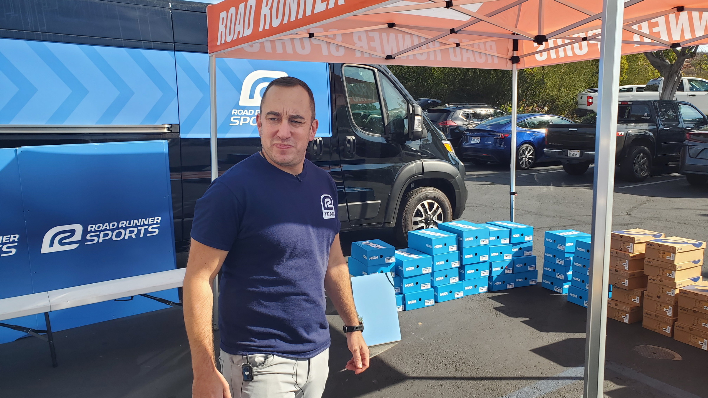Aaron Olbur stands in front of the Shoe Force Sprinter van in San Diego.