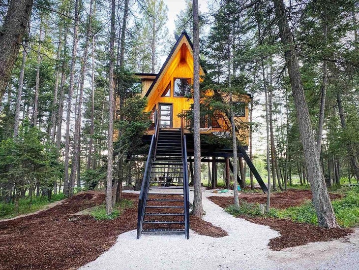 Raven's Nest Treehouse at MT Treehouse Retreat near Columbia Falls, Montana