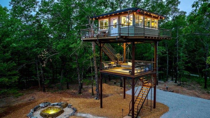 The Glade Top Fire Tower near Bradleyville, Missouri, a beautiful treehouse vacation rental for adventure travelers