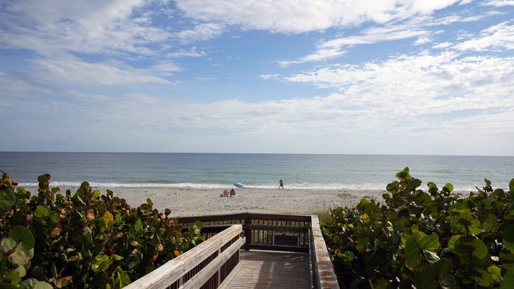 the boardwalk leading down to Melbourne Beach at Sebastian Inlet State Park in Florida