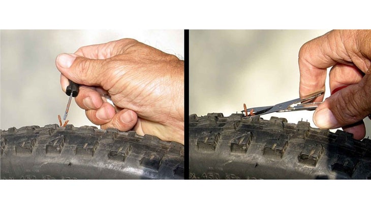 Fixing a puncture on a tubeless tire