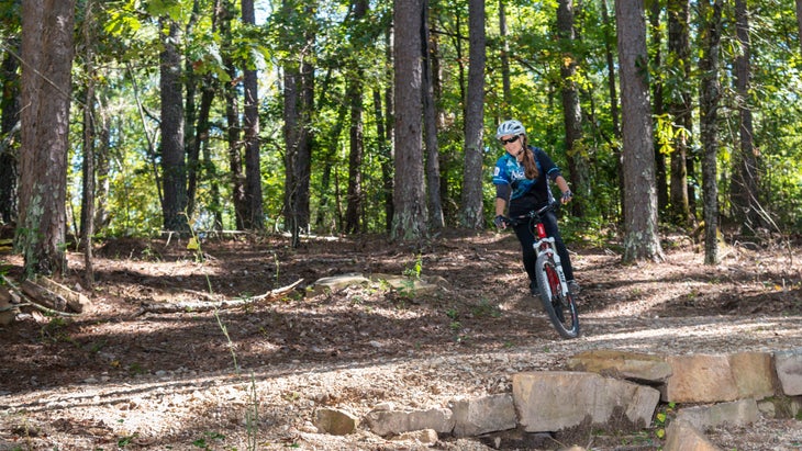 mountain biker smiles on Pullman Trail, Hot Springs National Park, Ouachita National Forest