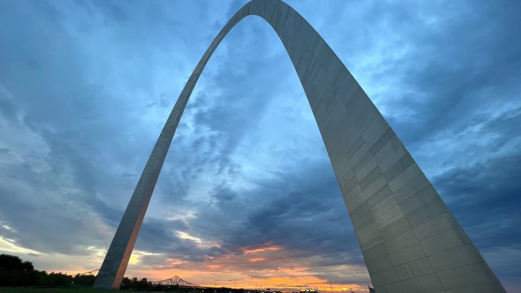 Gateway Arch and grounds at sunrise