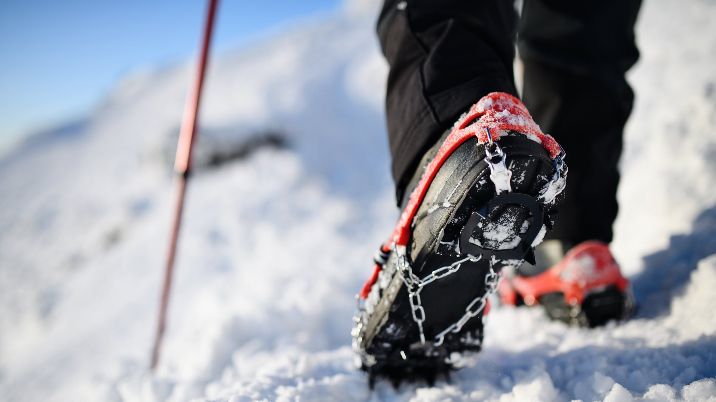 Ice cleats on winter hike