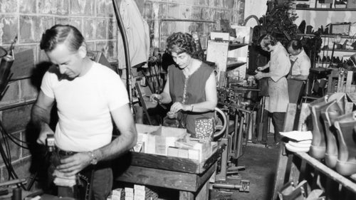 Historical photos of the Danner factory
