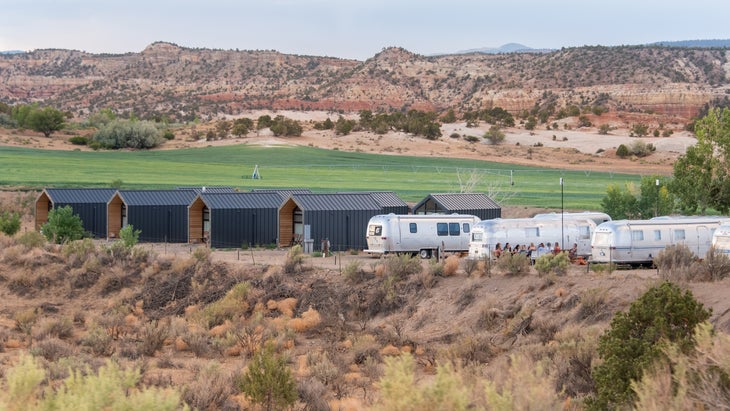 tiny cabins and vintage Airstream trailers at Ofland Escalante