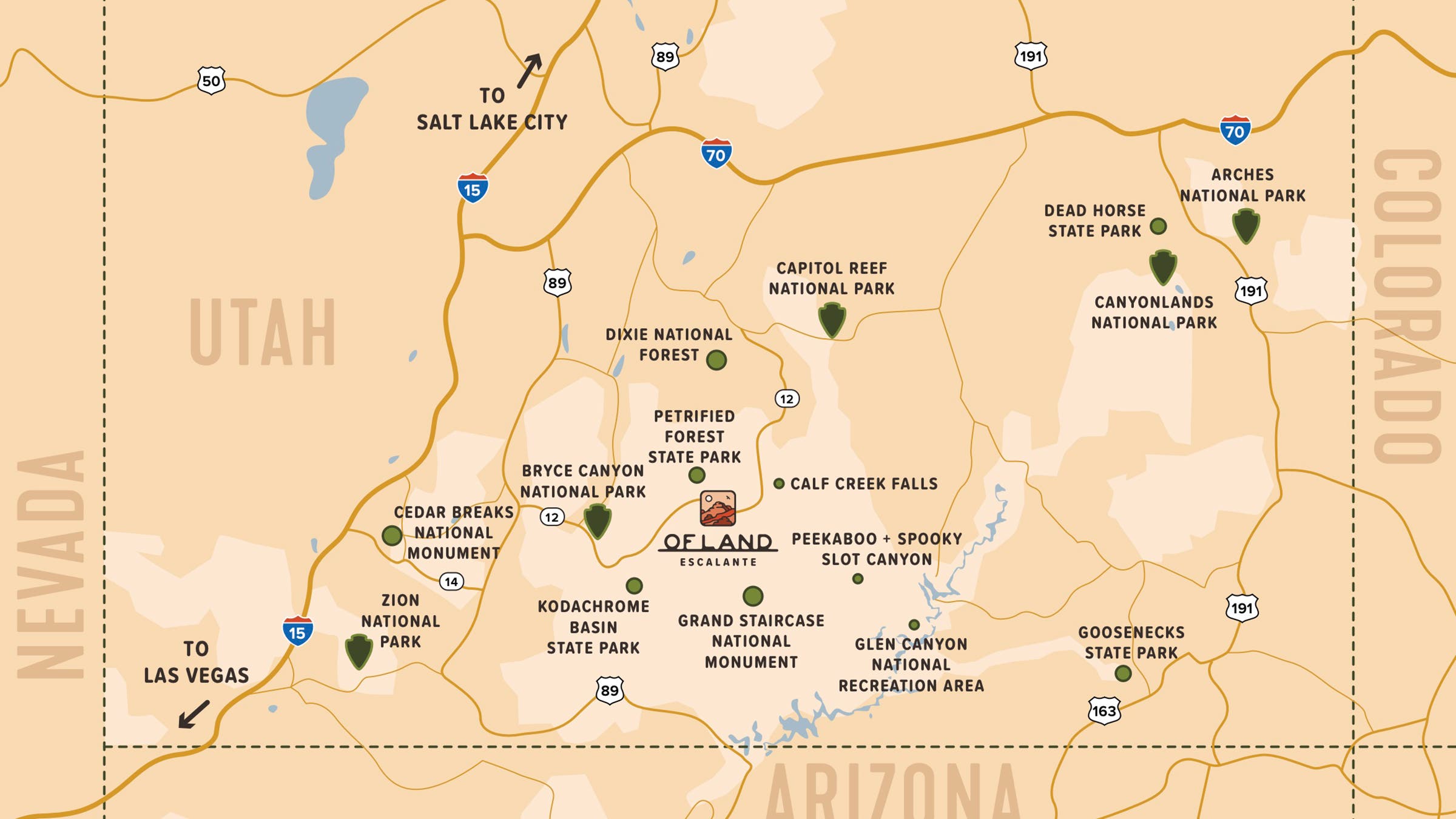 map of scenic highway 12 in southern Utah