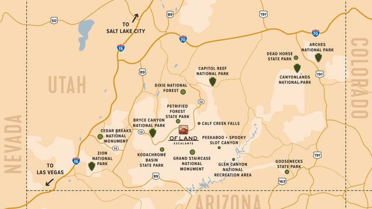 map of scenic highway 12 in southern Utah