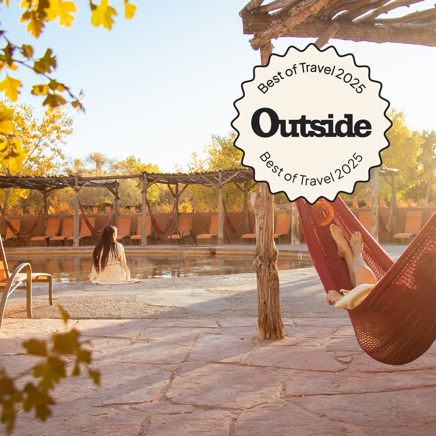 hammock and soak pool at Ojo Caliente in Taos