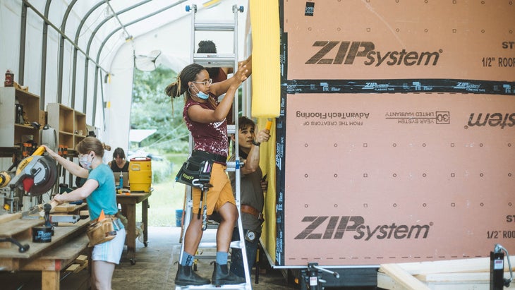 woman builds tiny house at Yestermorrow