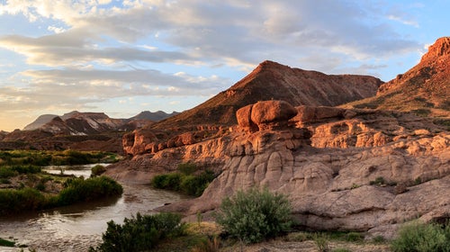hoodoo rock formations above the Rio Grande